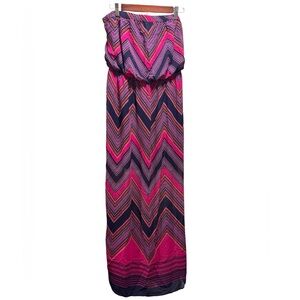 Express Strapless Dress in Pink and Black